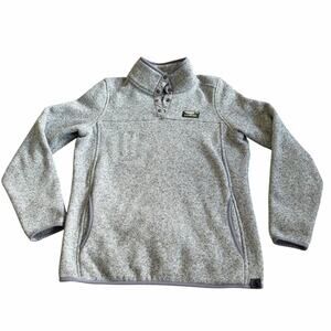 L.L. Bean Women's Pullover Sweater Fleece Quarter Snap Size Medium Pewter Grey